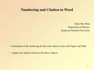 Numbering and Citation in Word