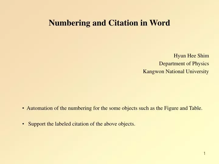 numbering and citation in word