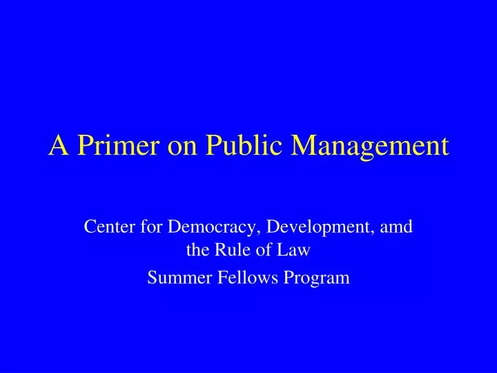 a primer on public management