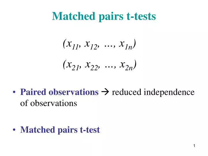 matched pairs t tests