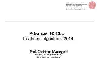Advanced NSCLC: Treatment algorithms 2014