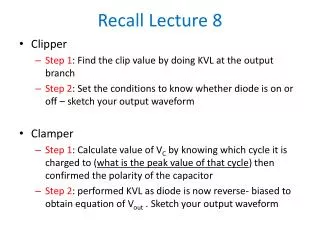 Recall Lecture 8