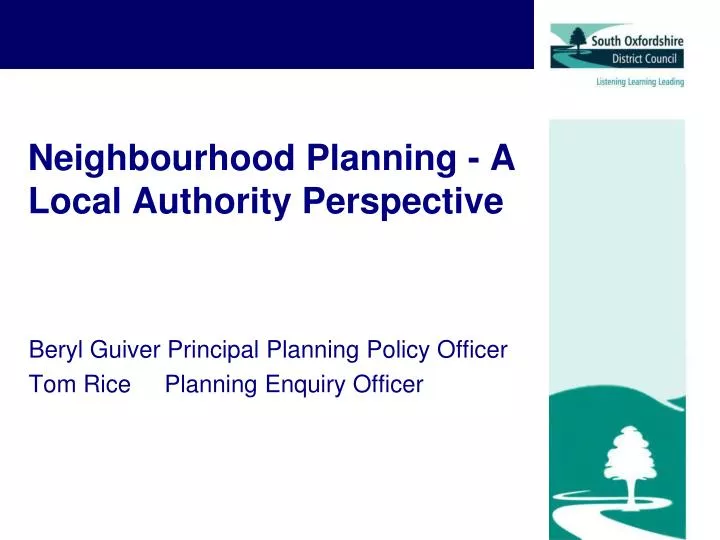neighbourhood planning a local authority perspective