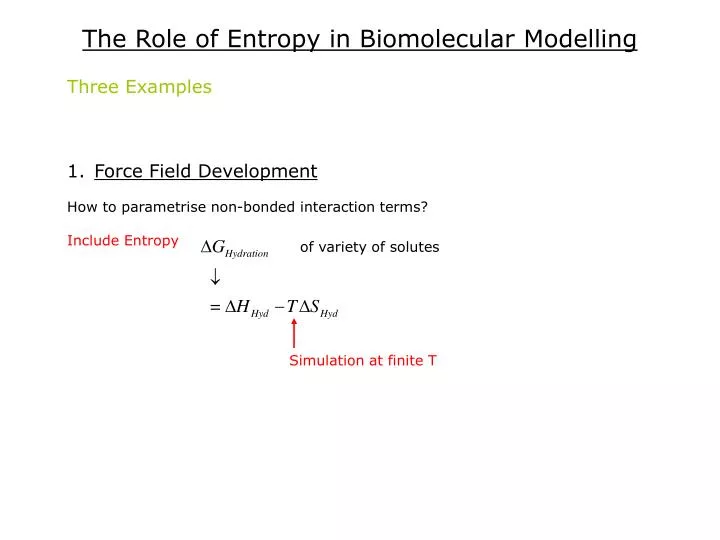 the role of entropy in biomolecular modelling