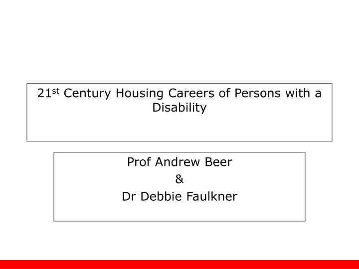 21 st century housing careers of persons with a disability