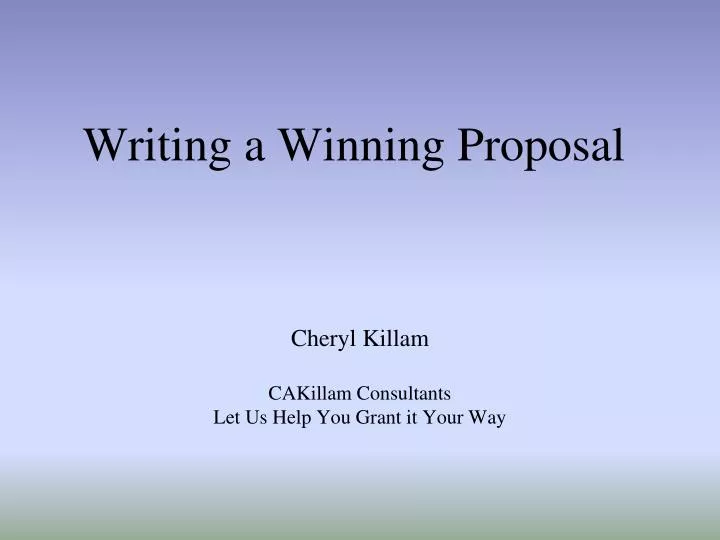 writing a winning proposal