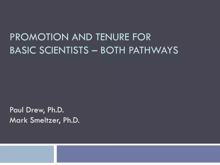 promotion and tenure for basic scientists both pathways