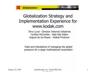 Globalization Strategy and Implementation Experience for kodak