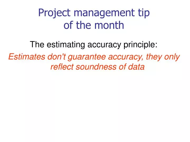 project management tip of the month