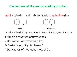 Derivatives of the amino acid tryptophan