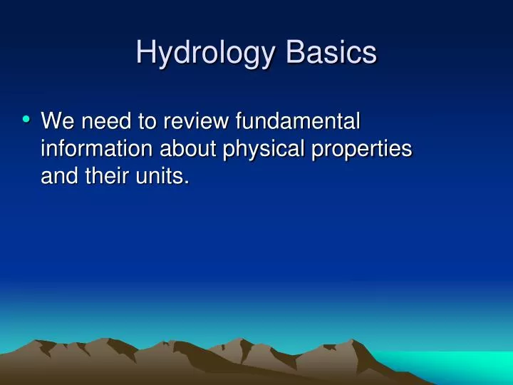 hydrology basics