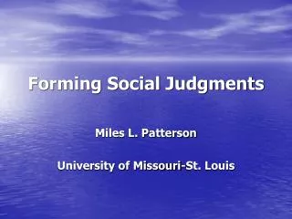 Forming Social Judgments