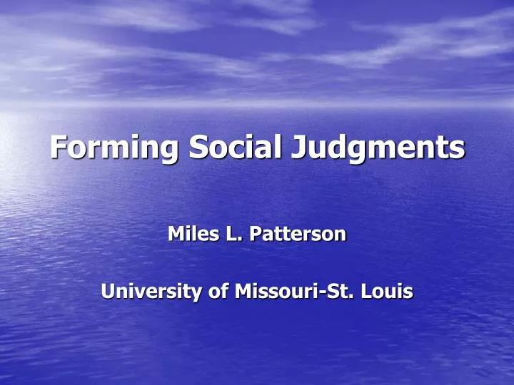 forming social judgments