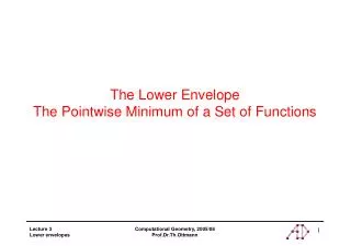 The Lower Envelope The Pointwise Minimum of a Set of Functions