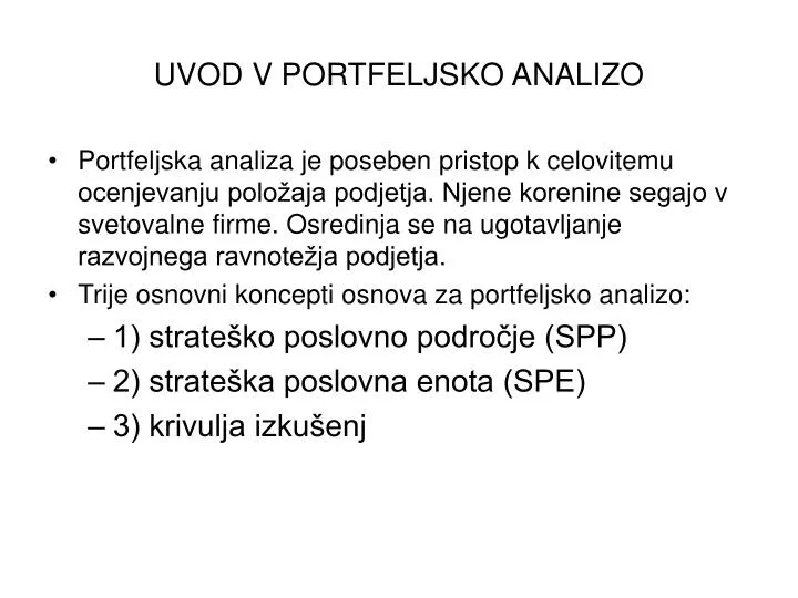 uvod v portfeljsko analizo