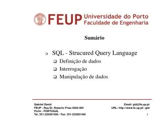 sum rio sql strucured query language defini o de dados interroga o manipula o de dados