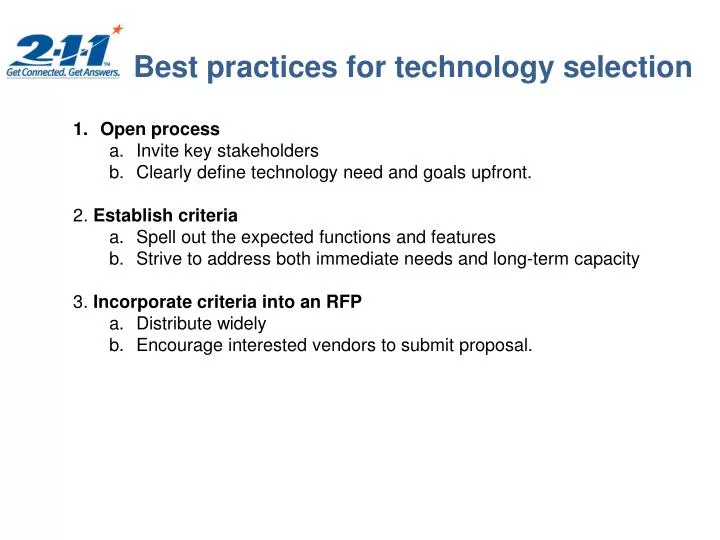best practices for technology selection