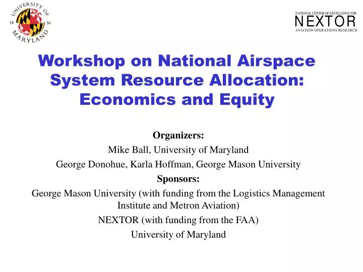 workshop on national airspace system resource allocation economics and equity