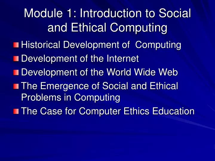 module 1 introduction to social and ethical computing