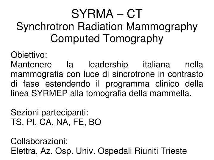 syrma ct synchrotron radiation mammography computed tomography