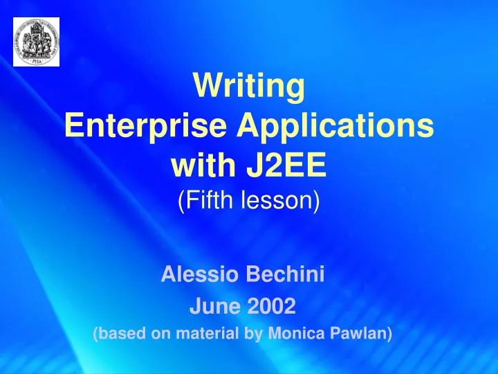 writing enterprise applications with j2ee fifth lesson