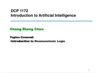 DCP 1172 Introduction to Artificial Intelligence