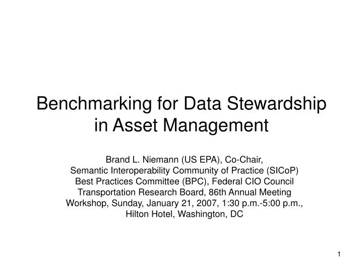 benchmarking for data stewardship in asset management