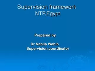 Supervision framework NTP,Egypt