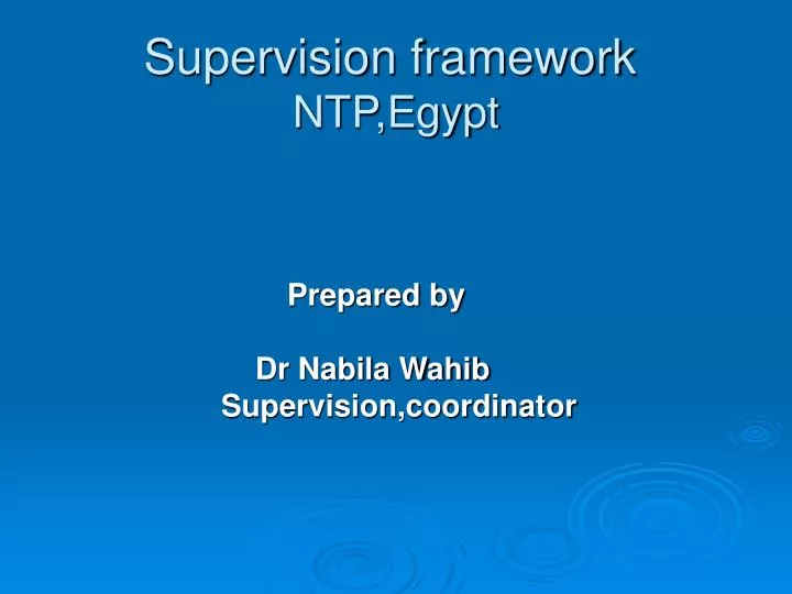 supervision framework ntp egypt
