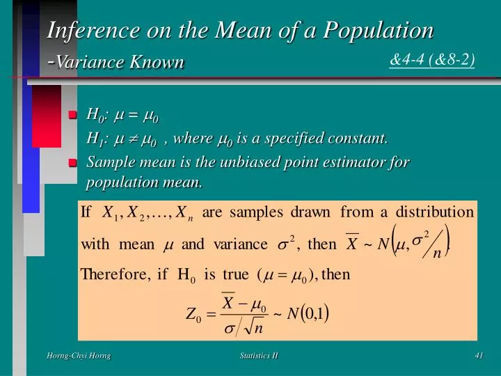 inference on the mean of a population variance known