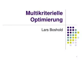 multikriterielle optimierung