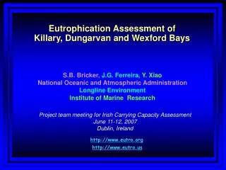 Eutrophication Assessment of Killary, Dungarvan and Wexford Bays