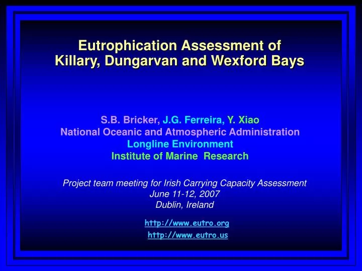 eutrophication assessment of killary dungarvan and wexford bays