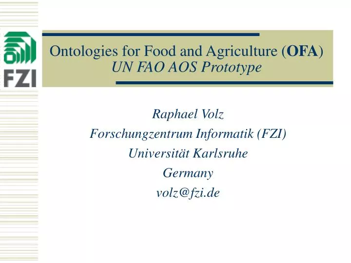 ontologies for food and agriculture ofa un fao aos prototype