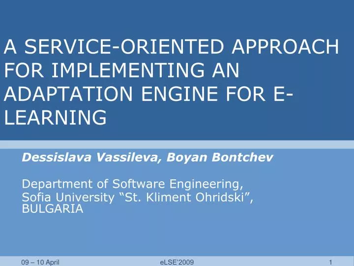 a service oriented approach for implementing an adaptation engine for e learning