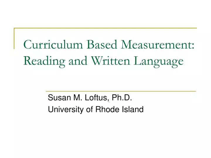 curriculum based measurement reading and written language