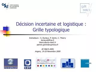 d cision incertaine et logistique grille typologique