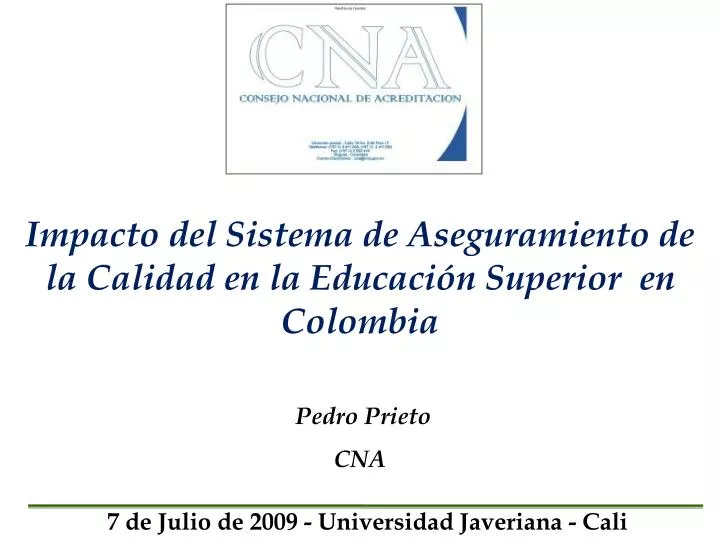impacto del sistema de aseguramiento de la calidad en la educaci n superior en colombia