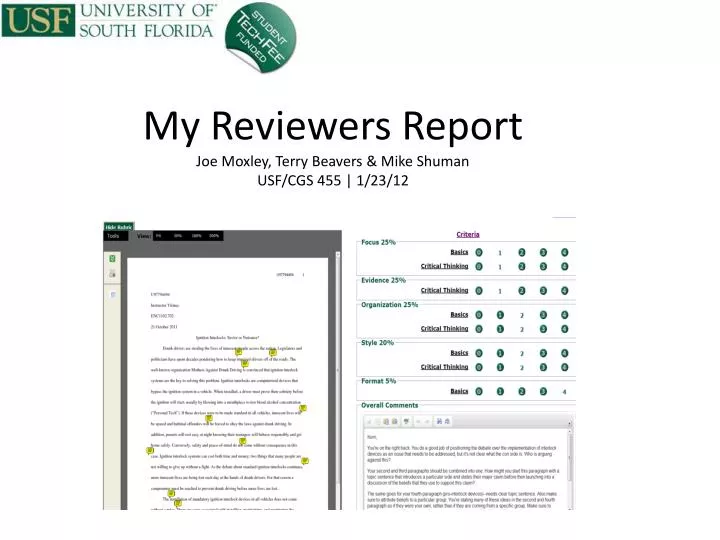 my reviewers report joe moxley terry beavers mike shuman usf cgs 455 1 23 12