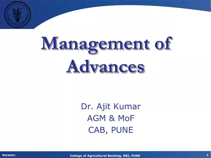 management of advances