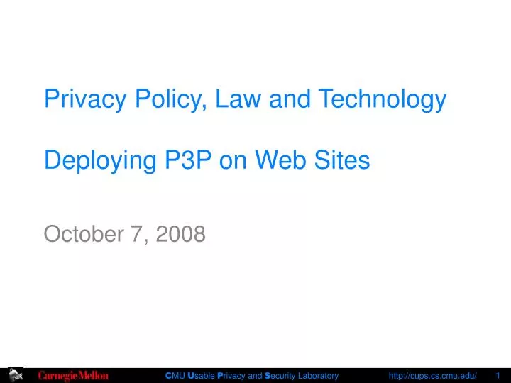 privacy policy law and technology deploying p3p on web sites