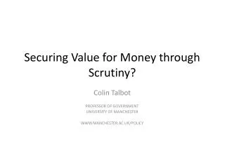 Securing Value for Money through Scrutiny?