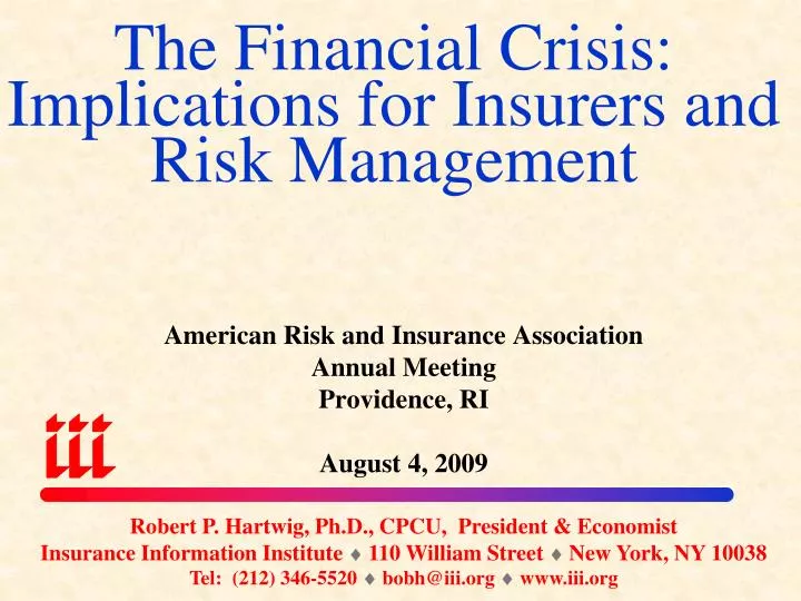 the financial crisis implications for insurers and risk management
