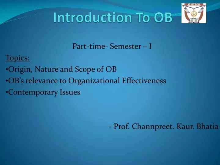 introduction to ob