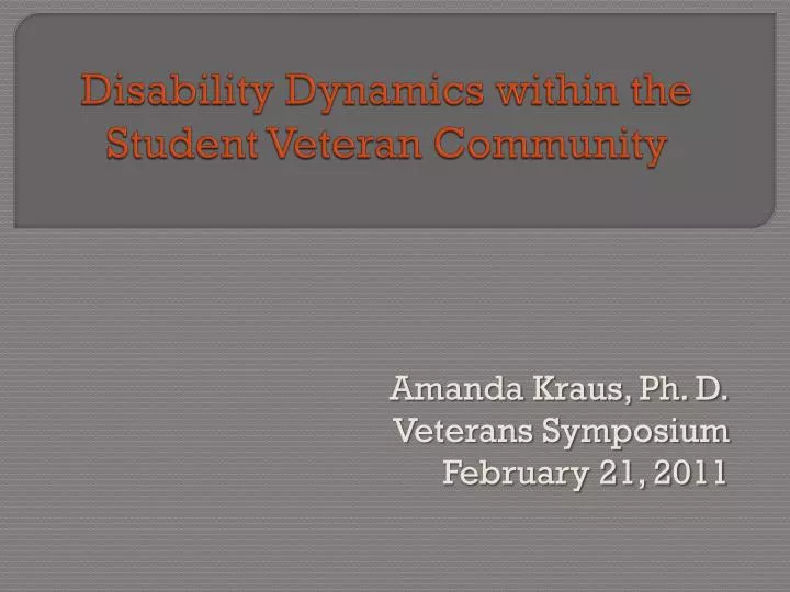 disability dynamics within the student veteran community