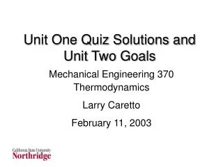 Unit One Quiz Solutions and Unit Two Goals