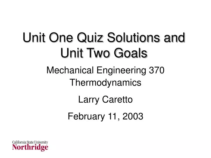 unit one quiz solutions and unit two goals