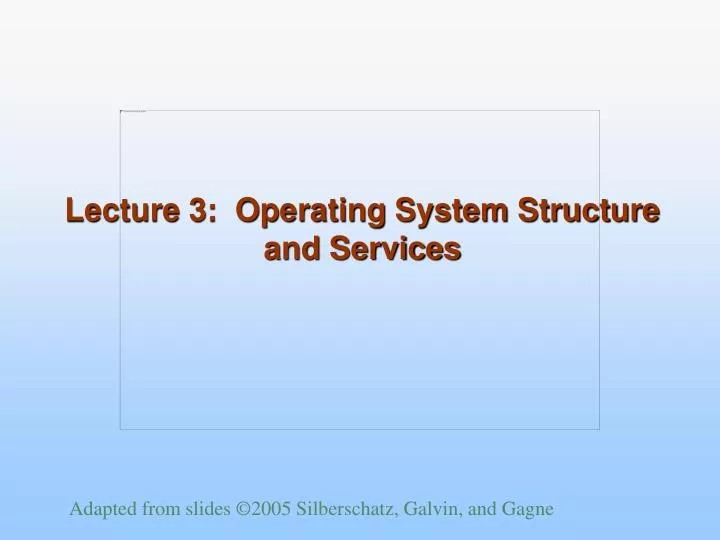 lecture 3 operating system structure and services