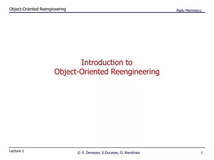 introduction to object oriented reengineering