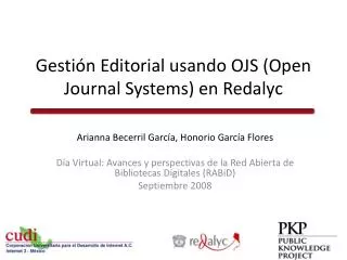 Gestión Editorial usando OJS (Open Journal Systems ) en Redalyc
